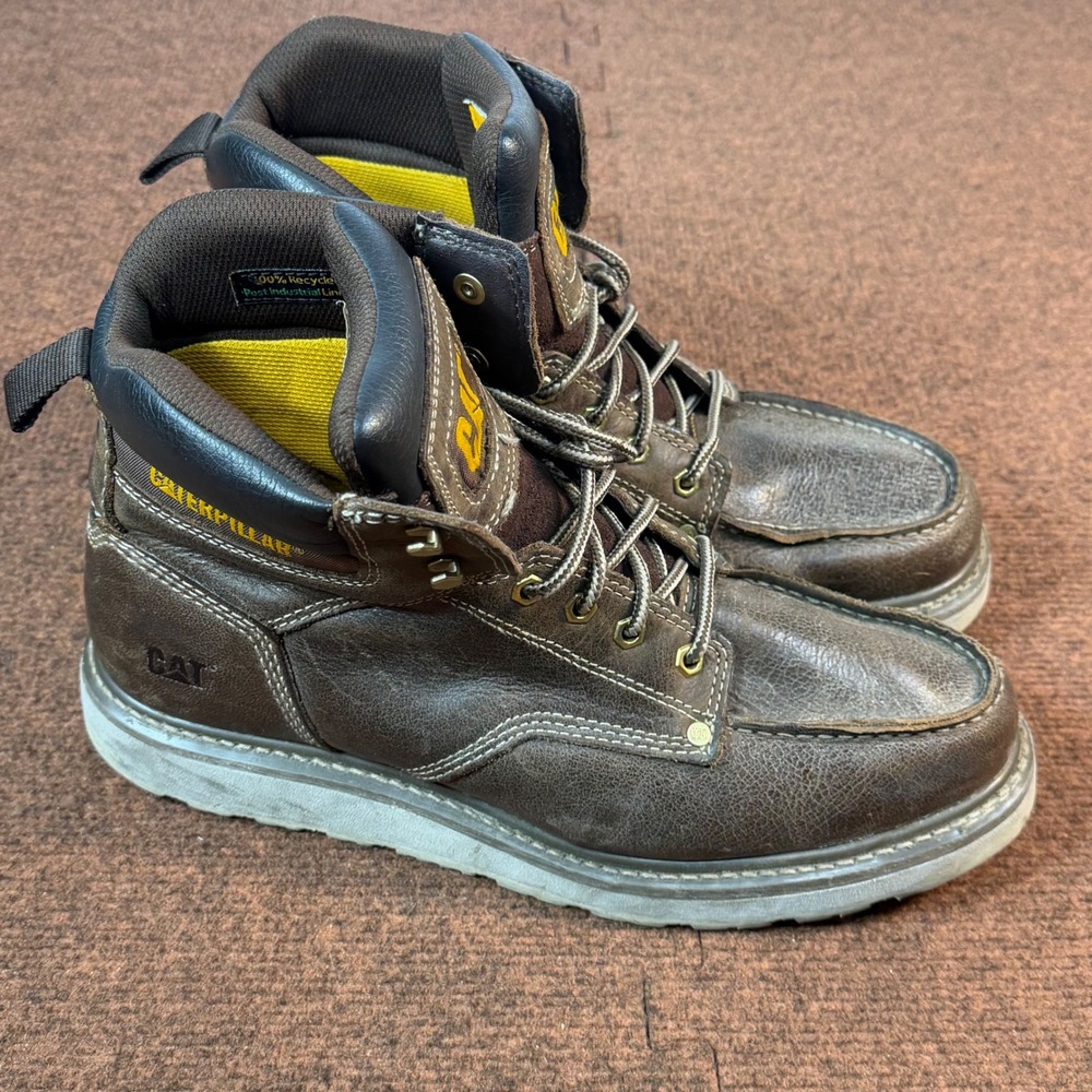 A- Caterpillar Excavator Superlite Mens Work Boots Brown Leather 12 P51074 EH SR